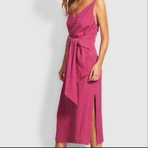NWT Seafolly Pink Inka Gypsy Tie Front Slip Dress